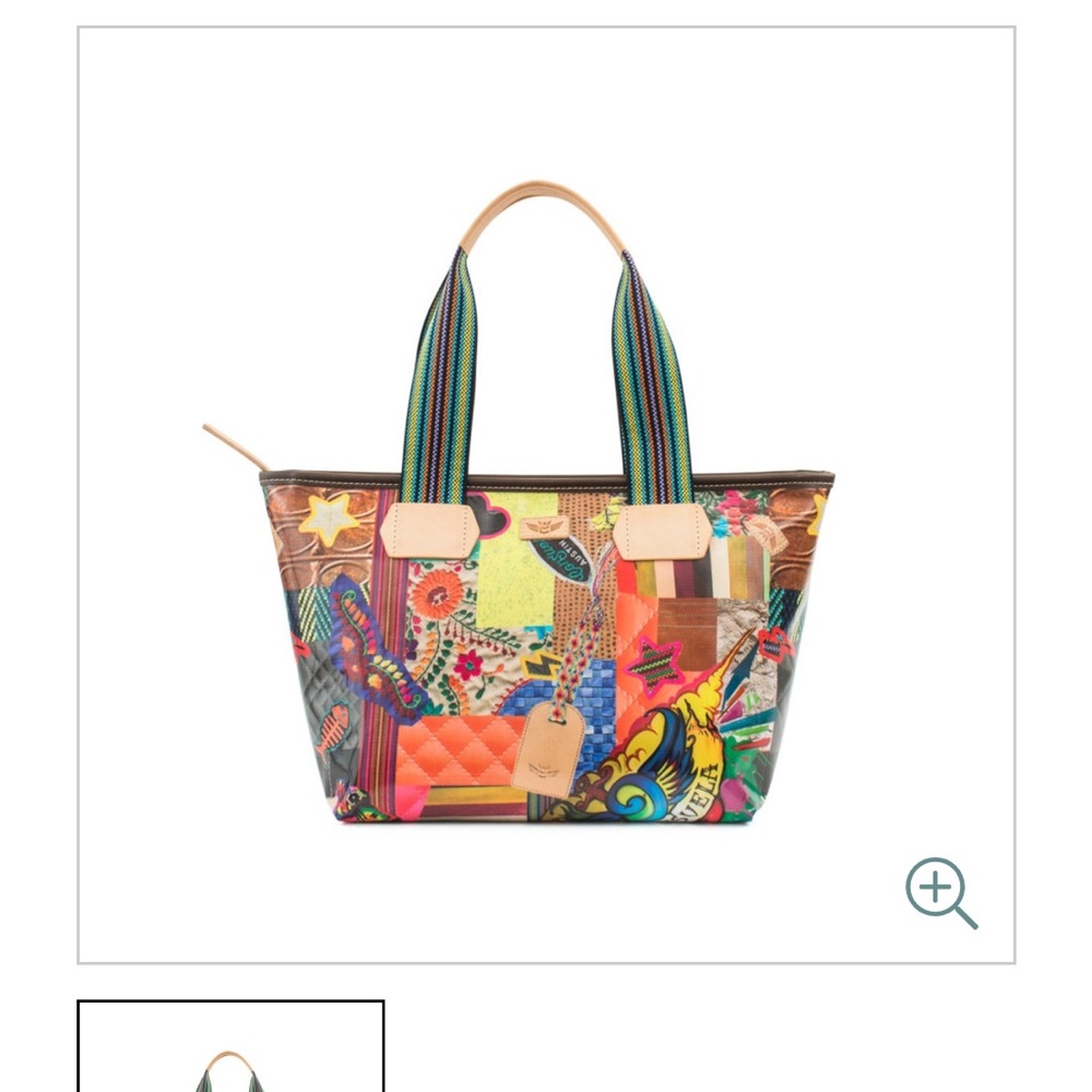 Consuela Multicolor Patchwork Tote with Striped H… - image 9